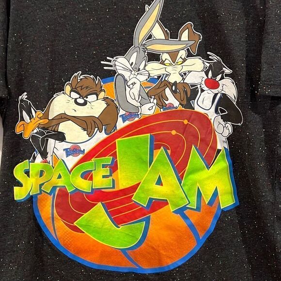 SPACE JAM Black Graphic T-Shirt Sz.L - Picture 3 of 3